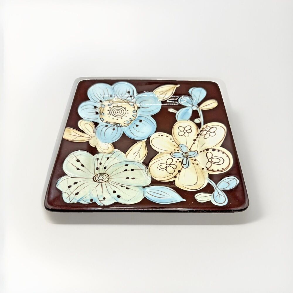 Pier One CASSIDY Hand-Painted Earthenware Salad Plate Floral 8.5” EC